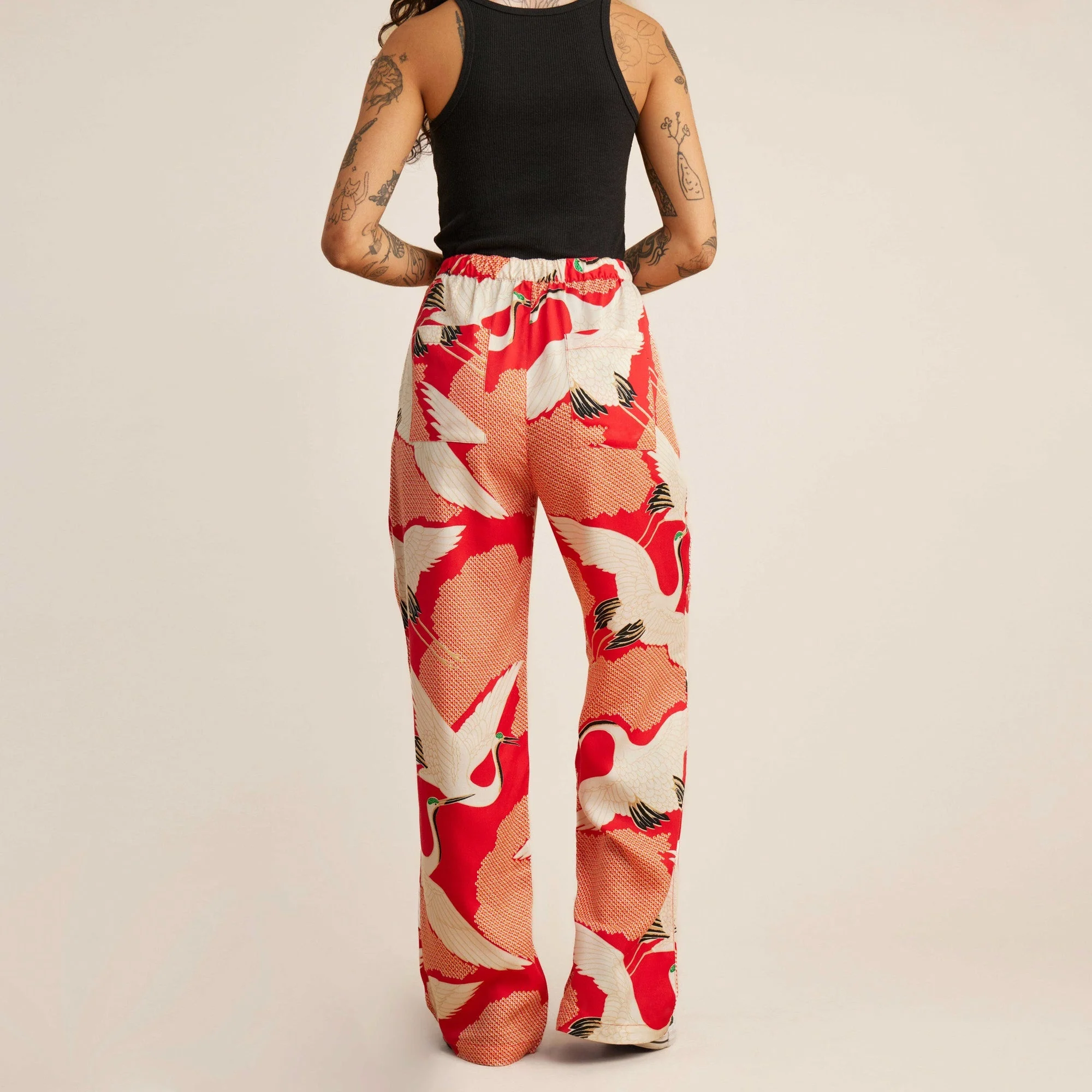 PIC Pants - Bright Red Vintage Crane - Image 8