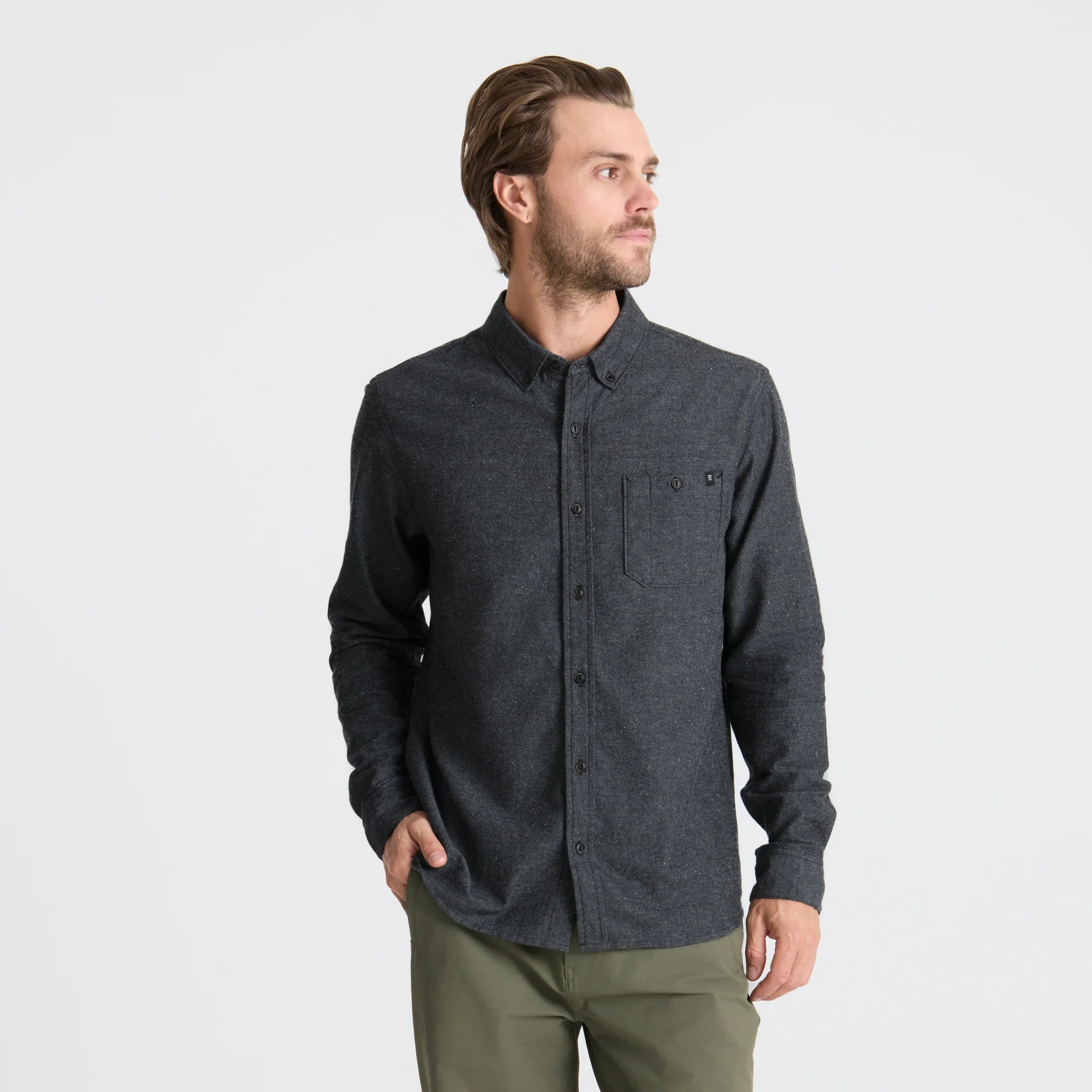 Scholar Chambray Button Up Shirt - Black - Image 2