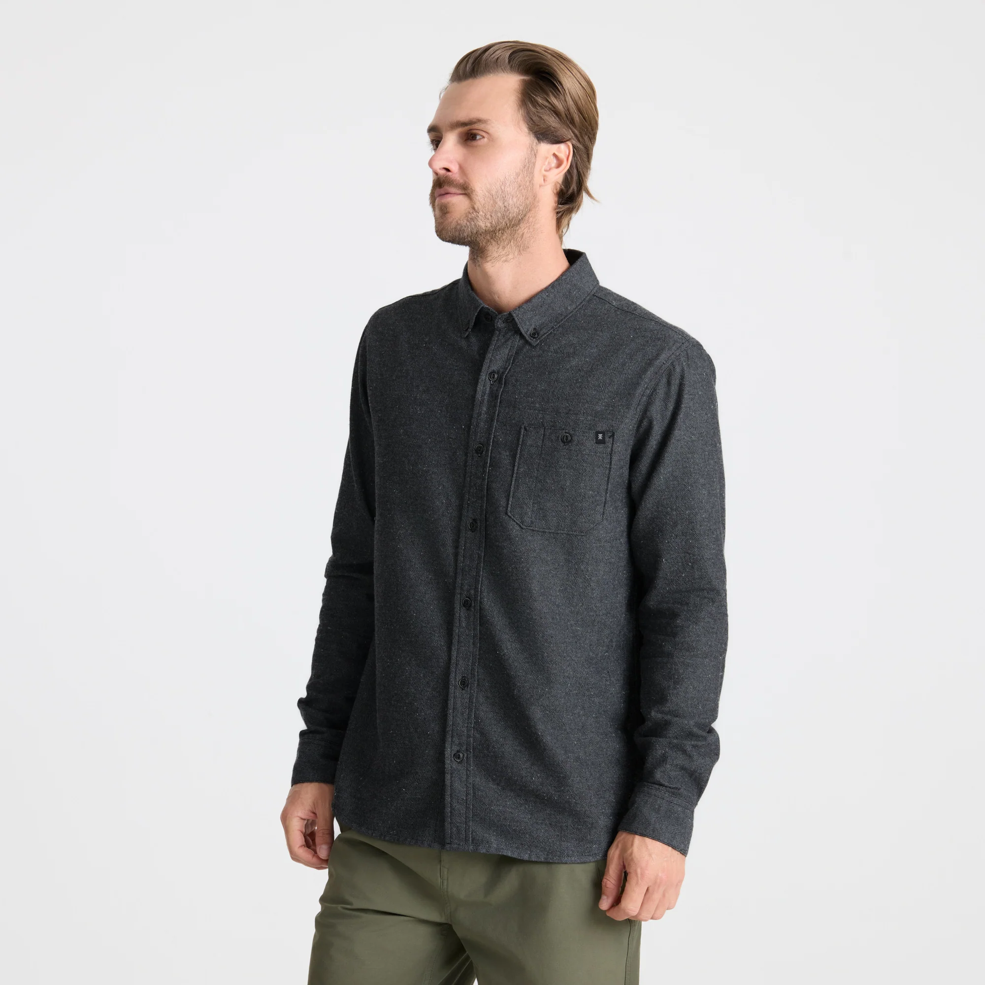 Scholar Chambray Button Up Shirt - Black - Image 3