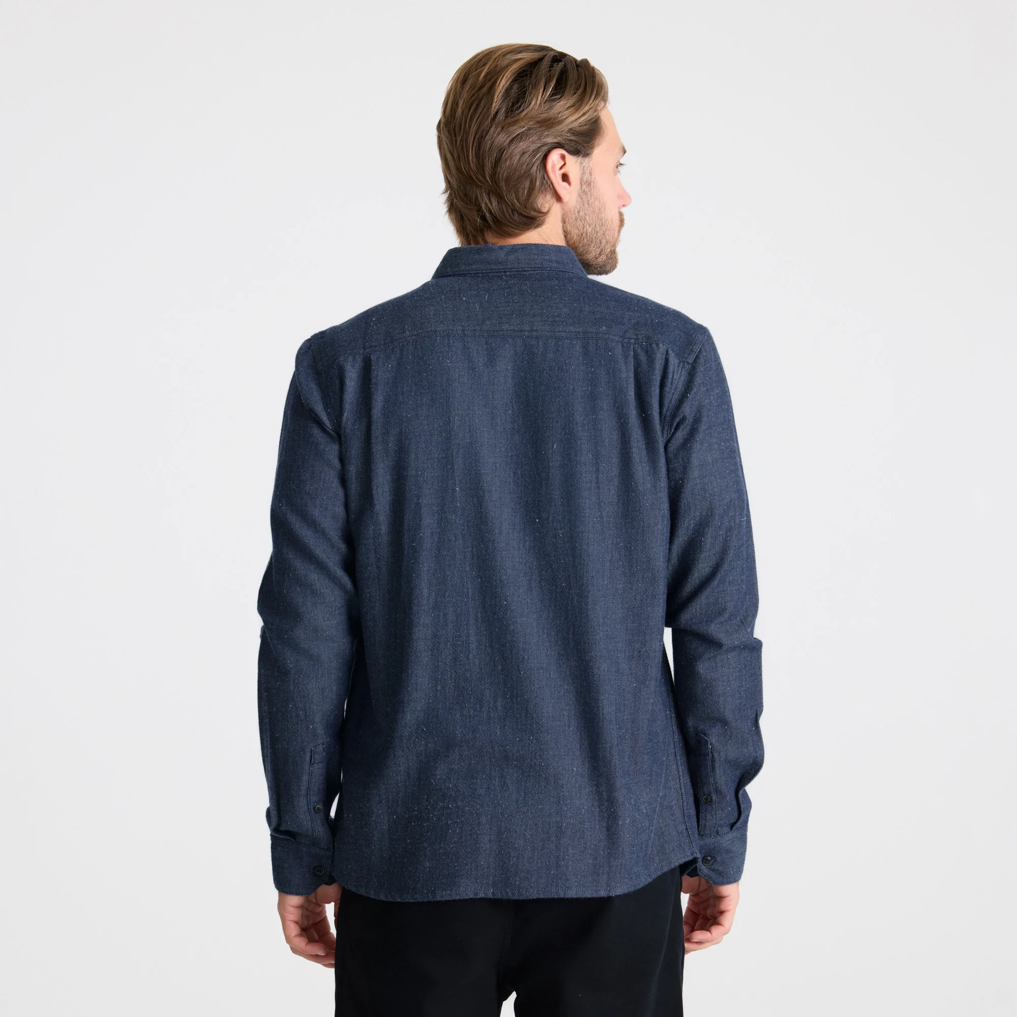 Scholar Chambray Button Up Shirt - Mid Indigo - Image 5