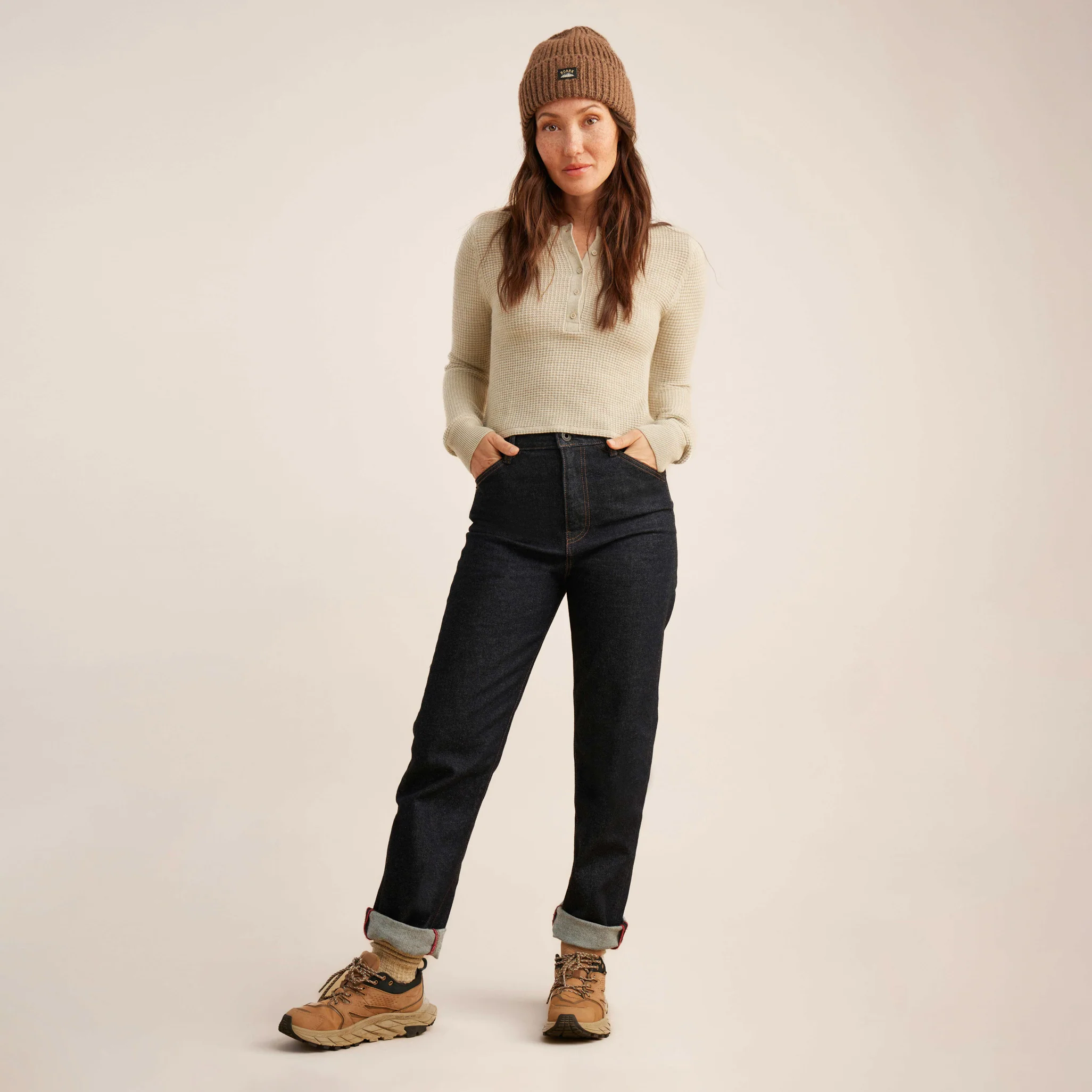 Well Worn Long Sleeve Thermal Sweater - Stone - Image 2