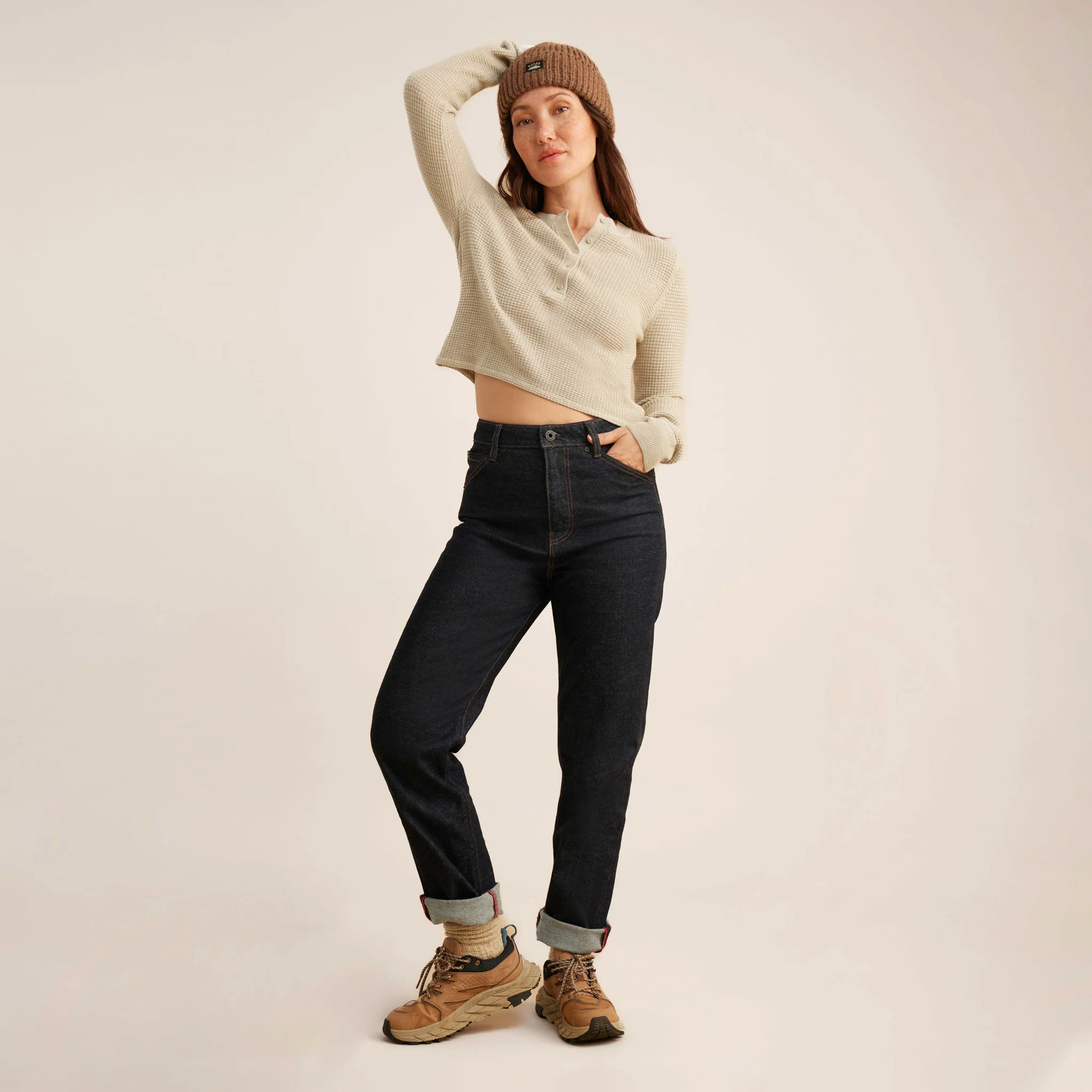 Well Worn Long Sleeve Thermal Sweater - Stone - Image 3