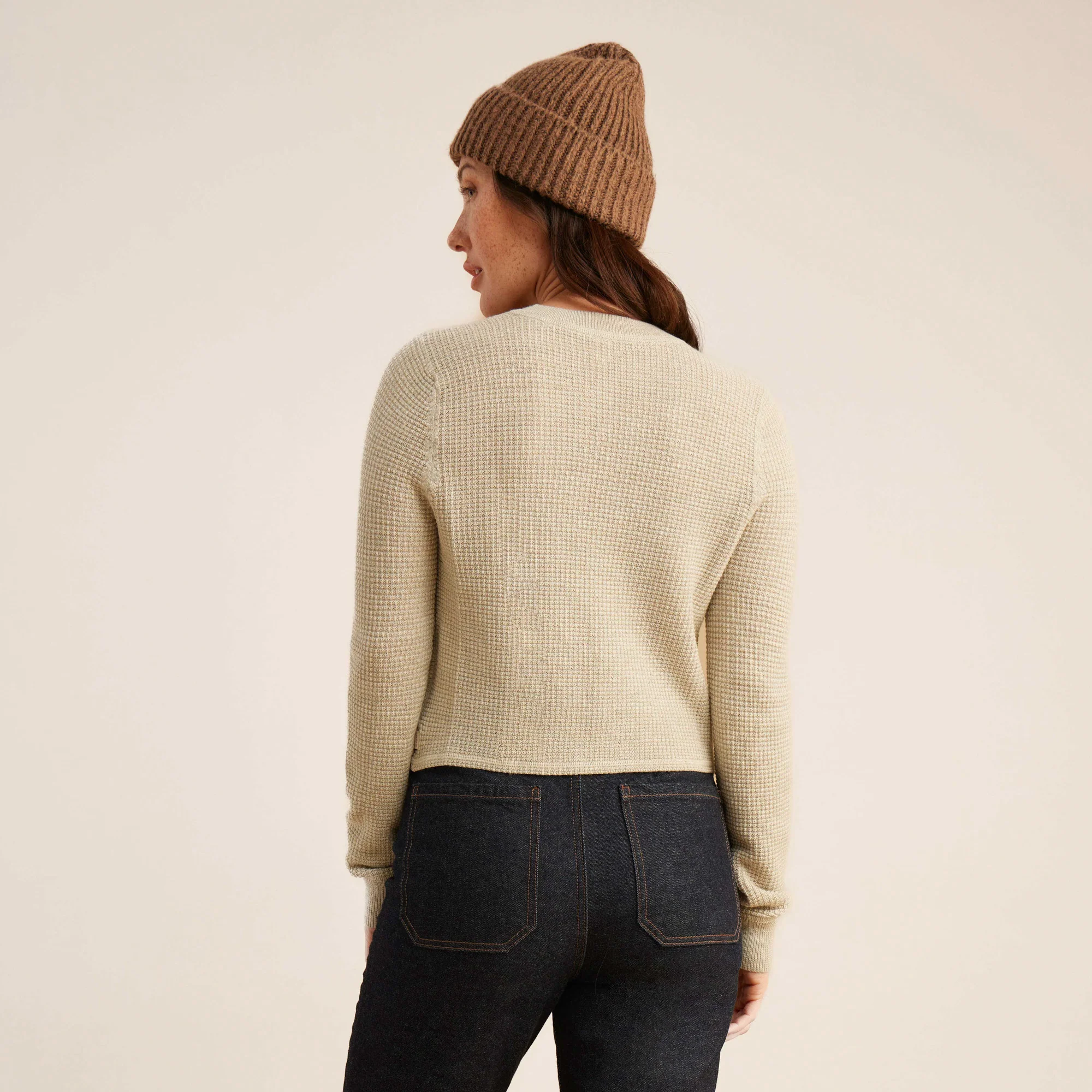 Well Worn Long Sleeve Thermal Sweater - Stone - Image 4