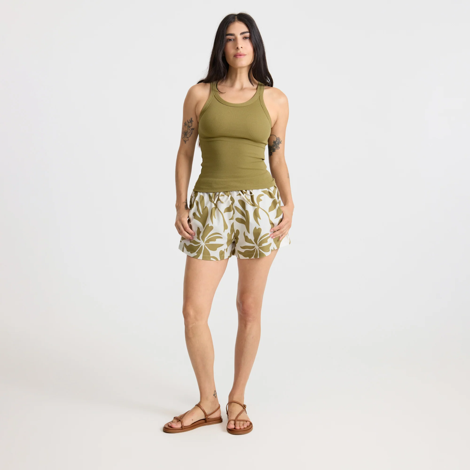 Wind Worn Tank Top - Dusty Olive